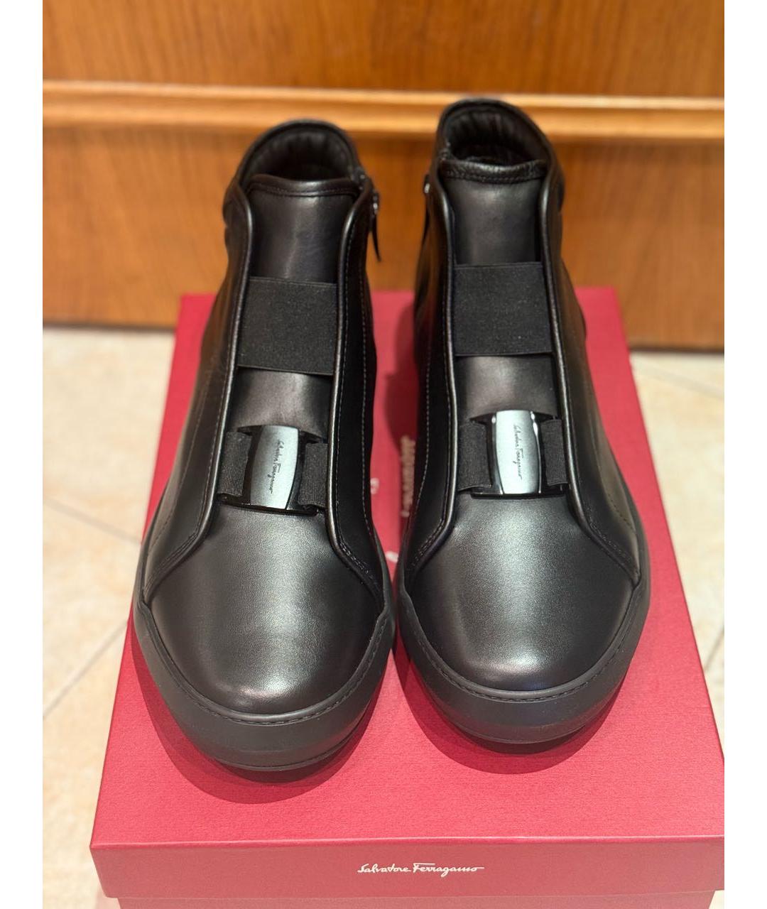 FERRAGAMO Черные кожаные низкие ботинки, фото 2