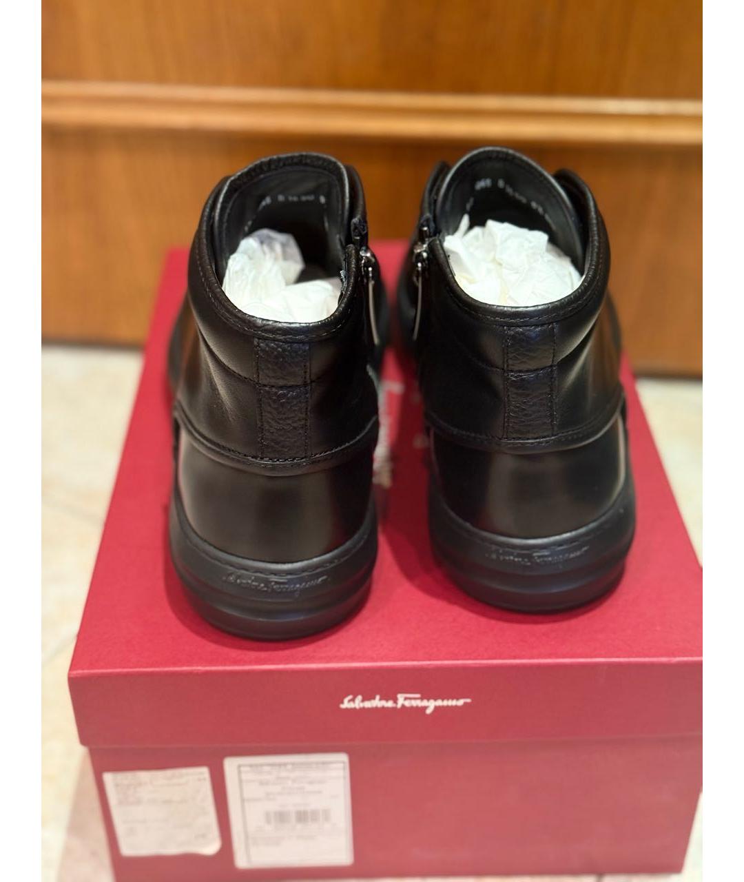 FERRAGAMO Черные кожаные низкие ботинки, фото 3