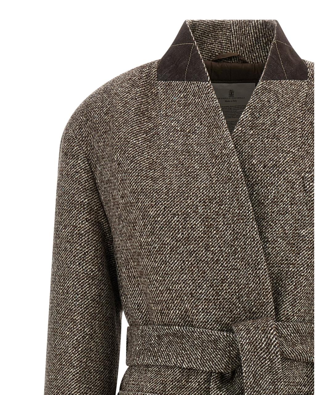 BRUNELLO CUCINELLI Коричневое шерстяное пальто, фото 3