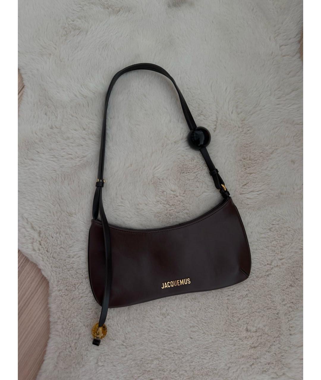 JACQUEMUS Коричневая сумка с короткими ручками из искусственной кожи, фото 5