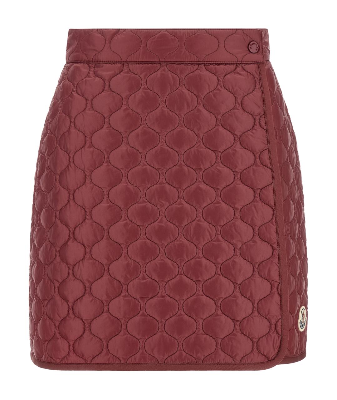MONCLER Бордовая полиамидовая юбка мини, фото 1