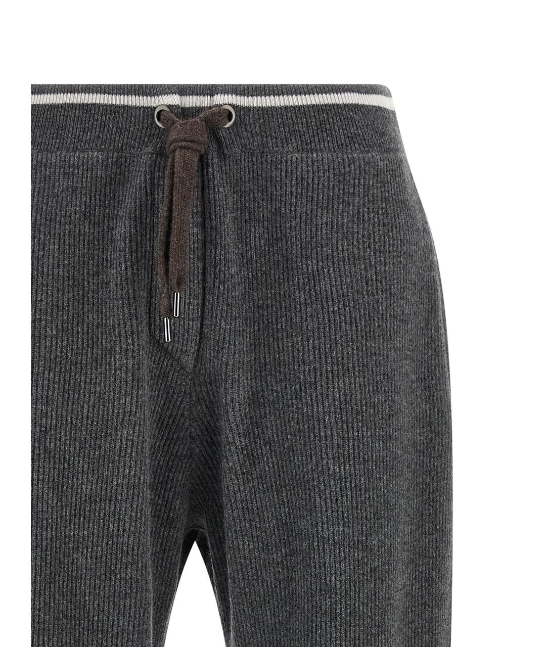 BRUNELLO CUCINELLI Антрацитовые шерстяные прямые брюки, фото 3