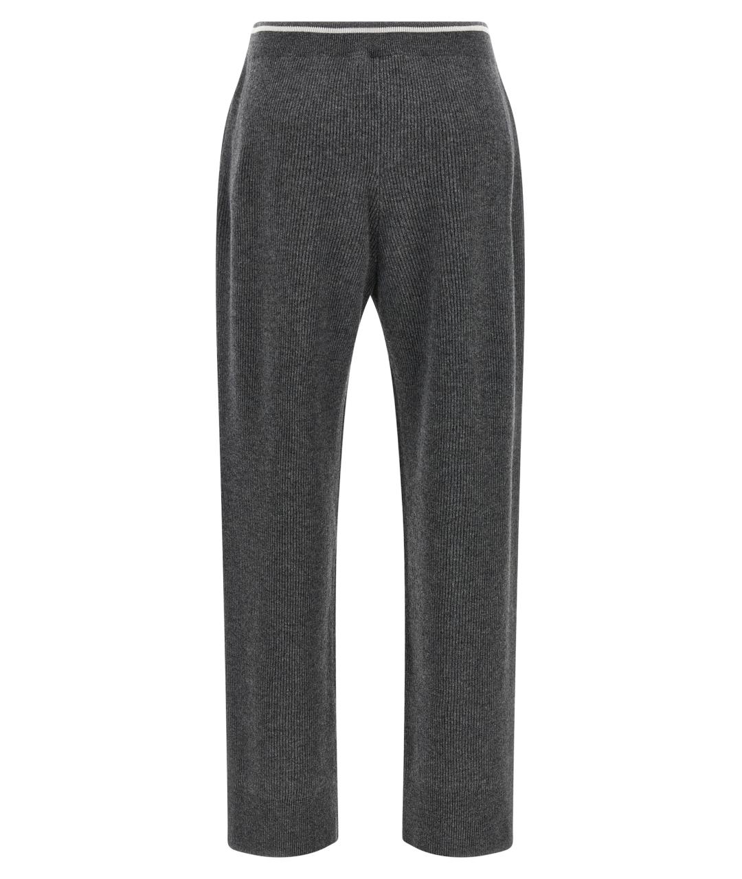 BRUNELLO CUCINELLI Антрацитовые шерстяные прямые брюки, фото 2