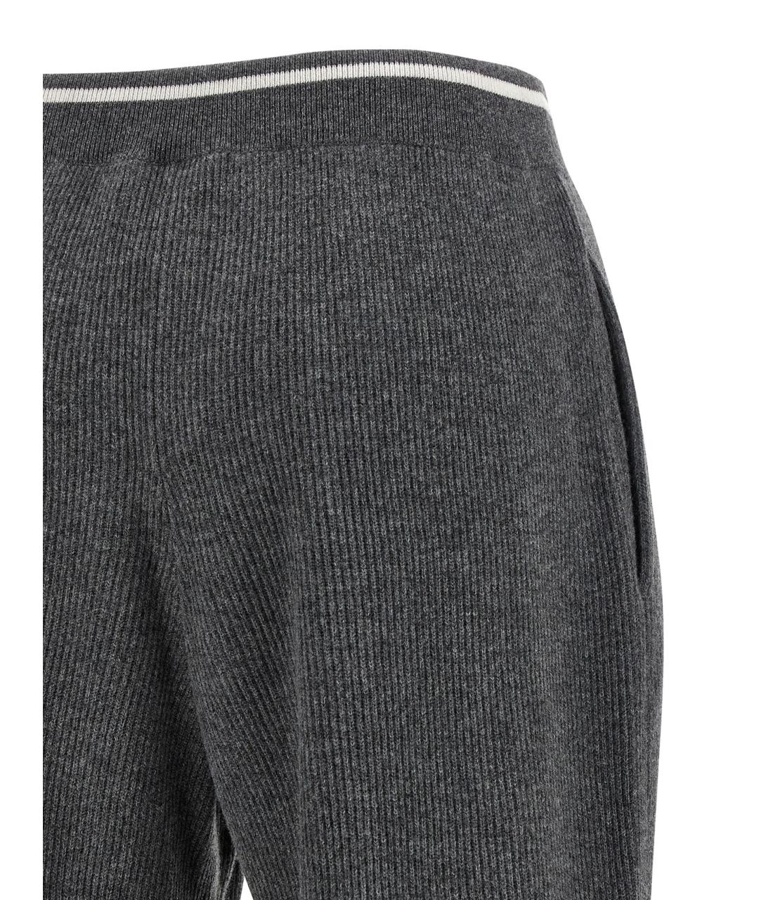 BRUNELLO CUCINELLI Антрацитовые шерстяные прямые брюки, фото 4