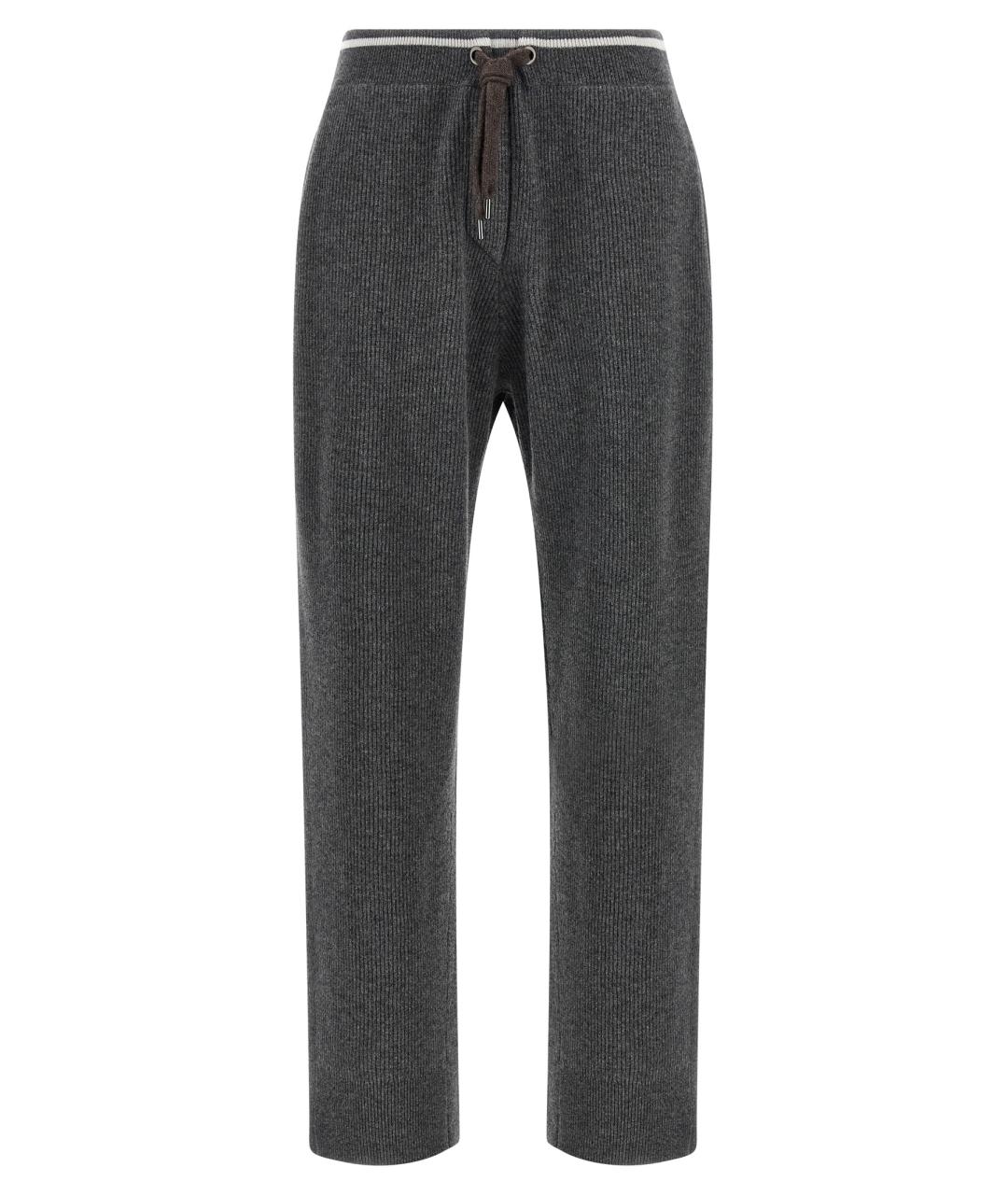 BRUNELLO CUCINELLI Антрацитовые шерстяные прямые брюки, фото 1