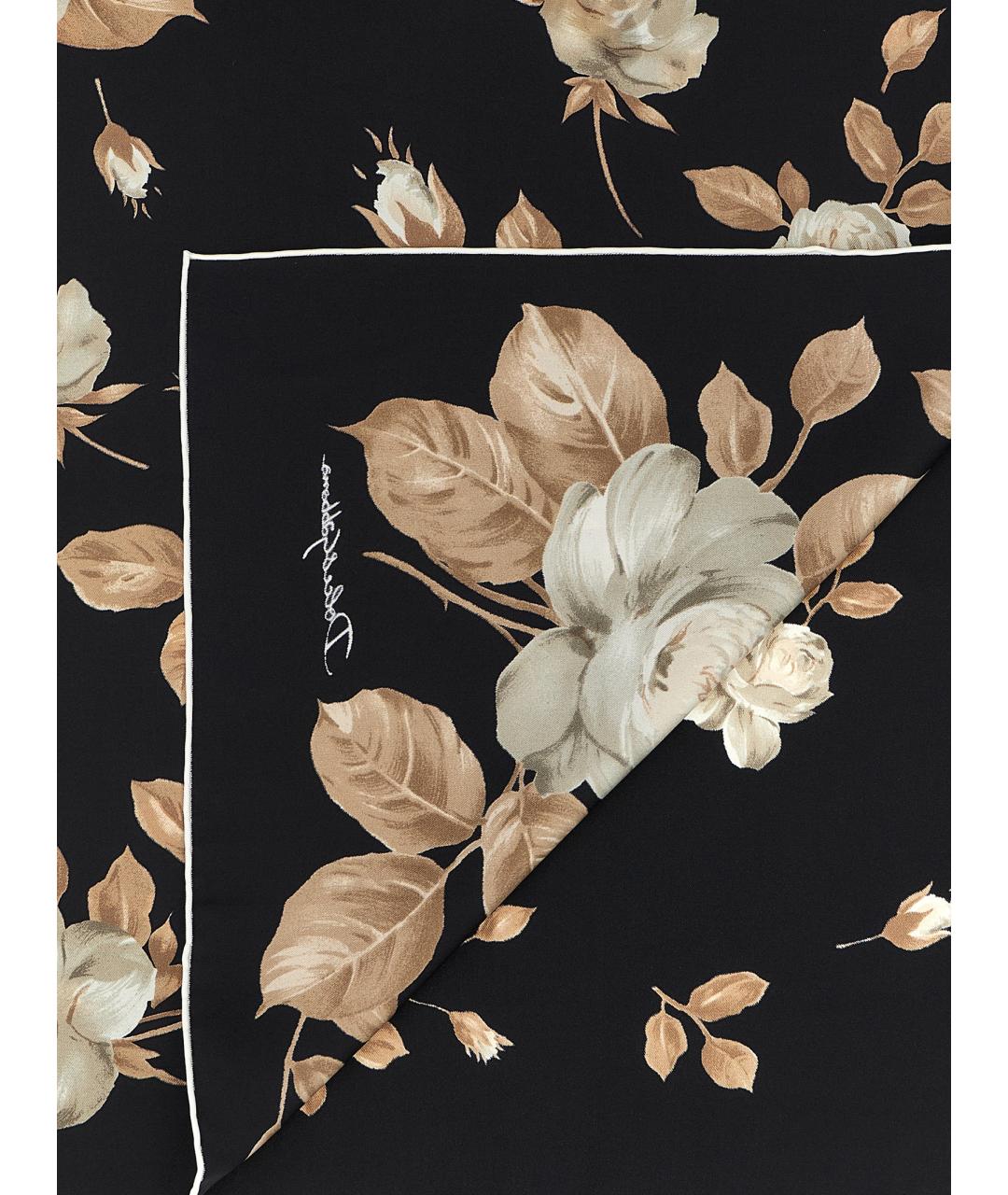 DOLCE&GABBANA Черный шелковый шарф, фото 3