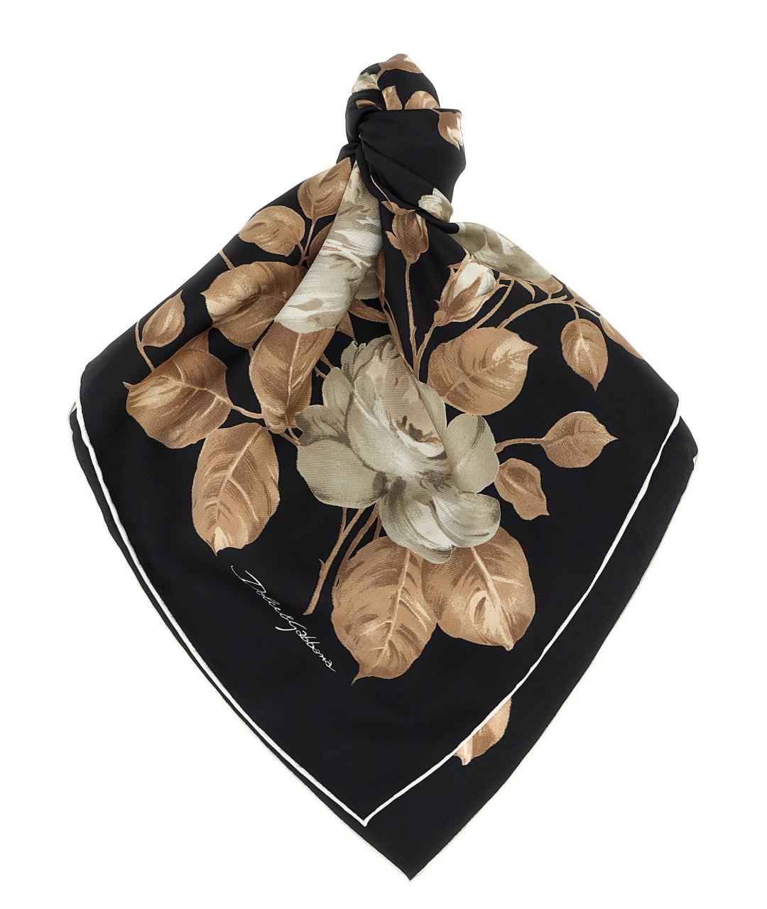 DOLCE&GABBANA Черный шелковый шарф, фото 1