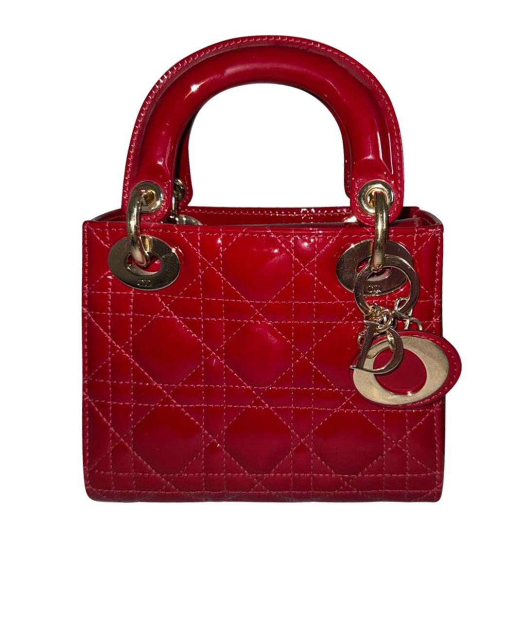 CHRISTIAN DIOR Бордовая сумка с короткими ручками из лакированной кожи, фото 1