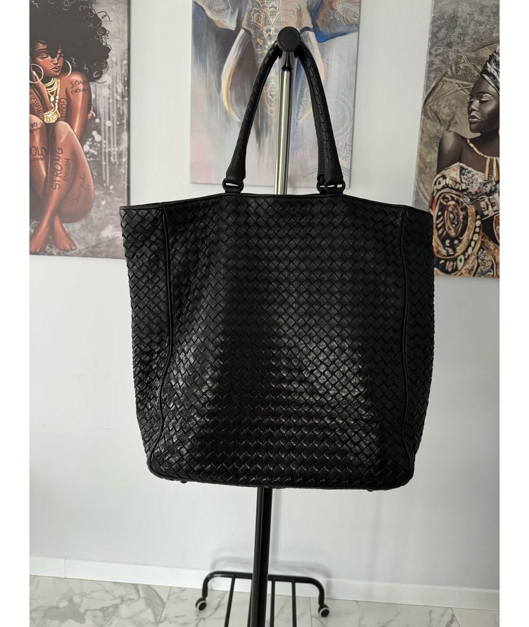 BOTTEGA VENETA Черная кожаная сумка тоут, фото 9