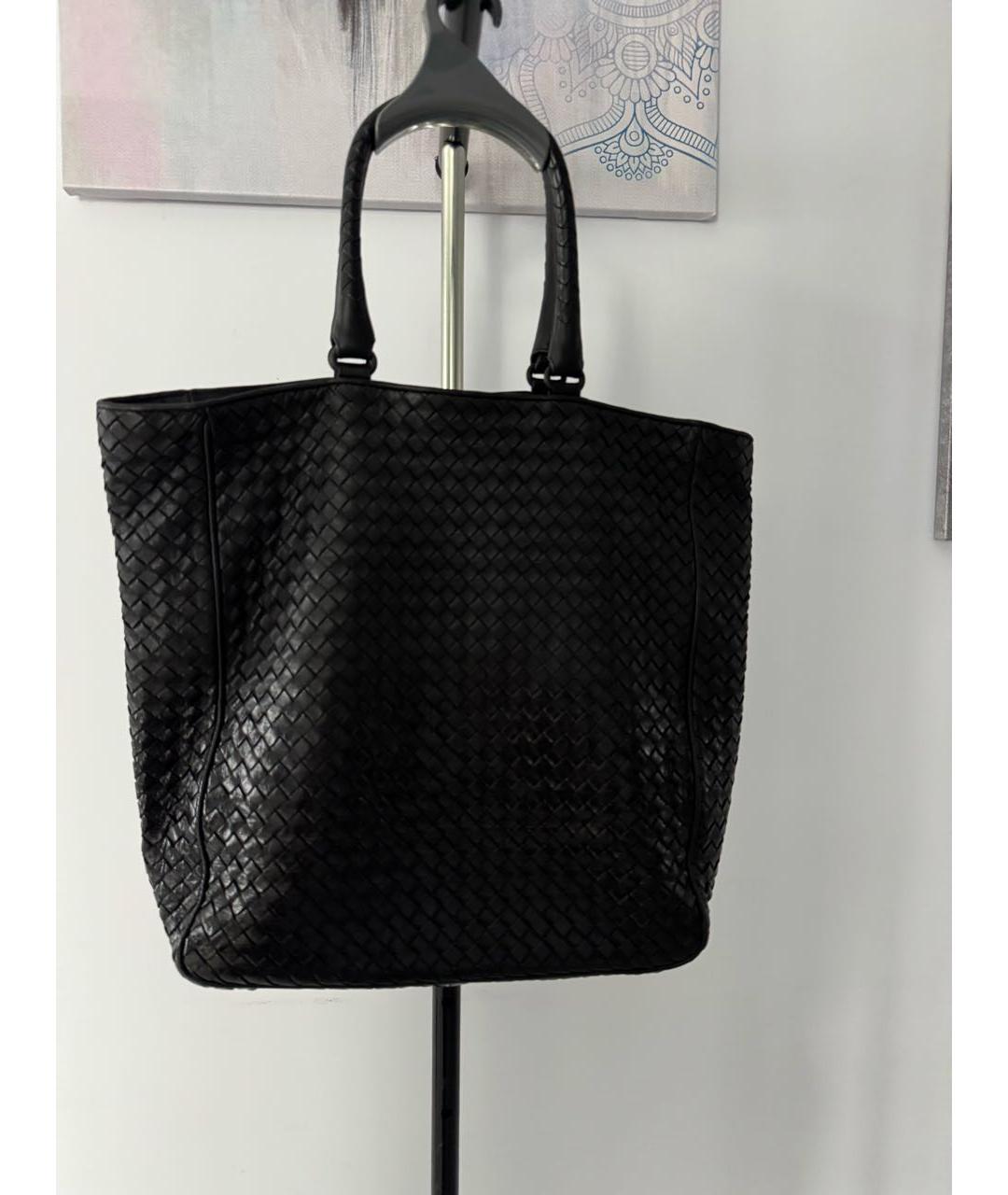 BOTTEGA VENETA Черная кожаная сумка тоут, фото 3
