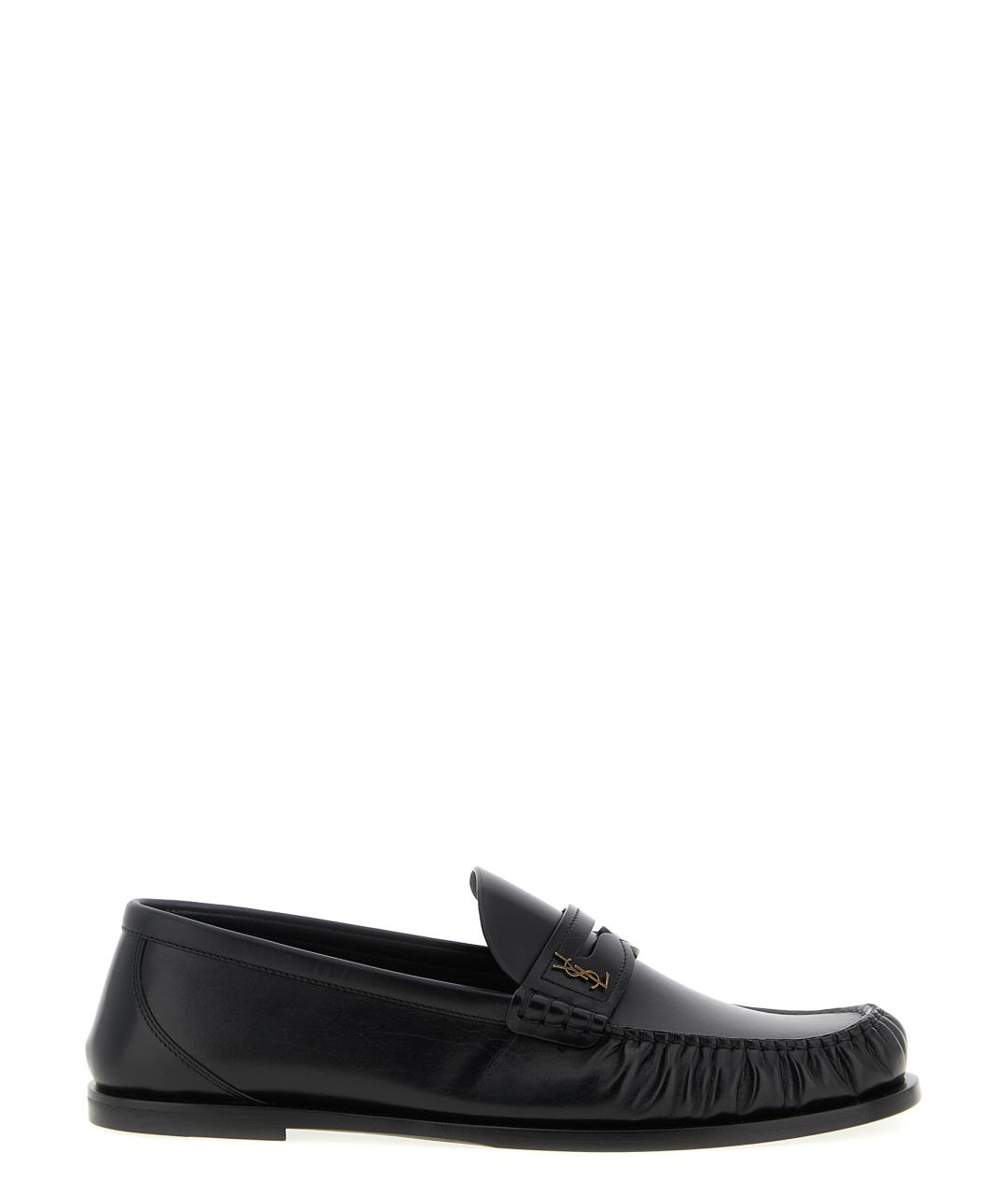 SAINT LAURENT Черные кожаные лоферы, фото 1
