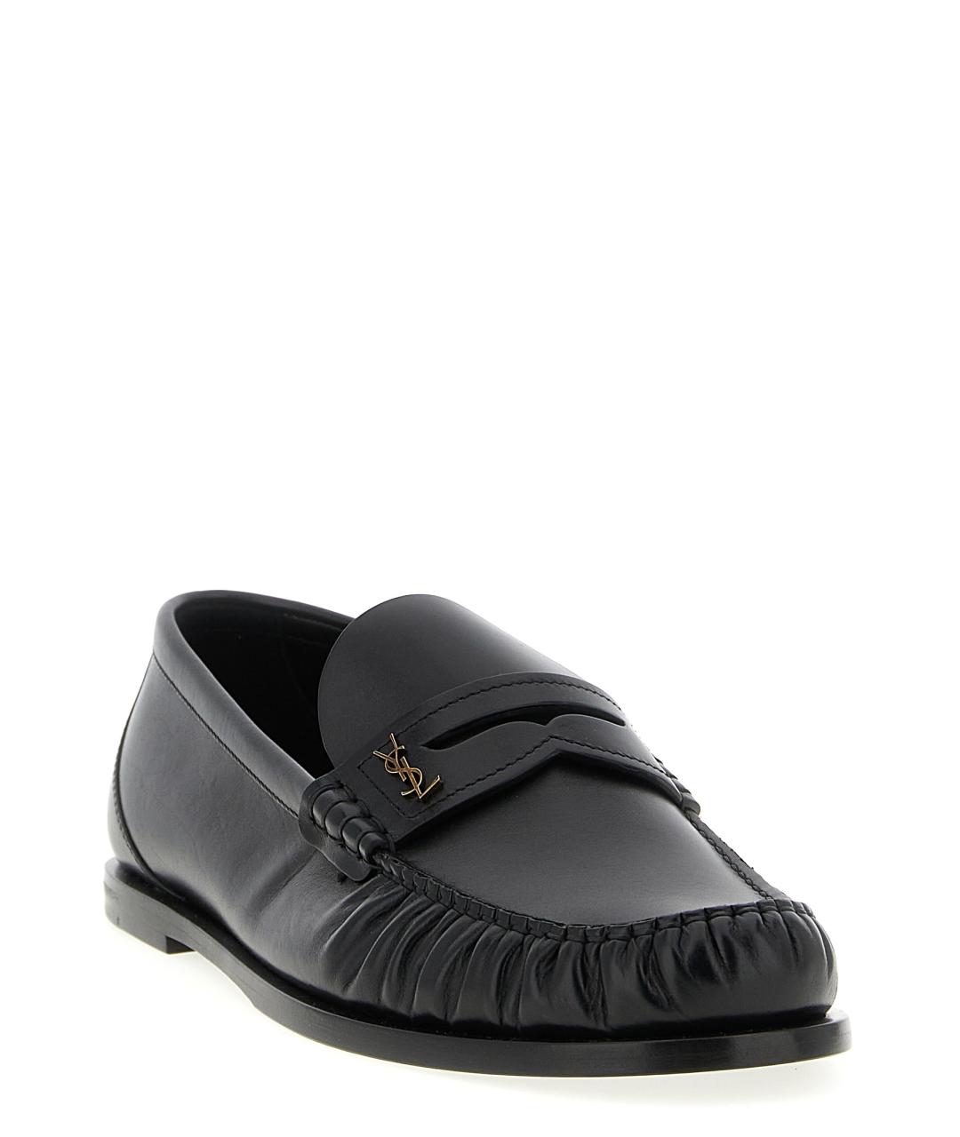 SAINT LAURENT Черные кожаные лоферы, фото 2
