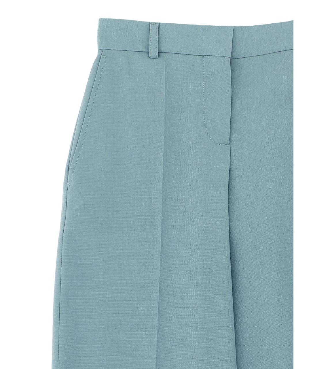 STELLA MCCARTNEY Голубые шерстяные прямые брюки, фото 3