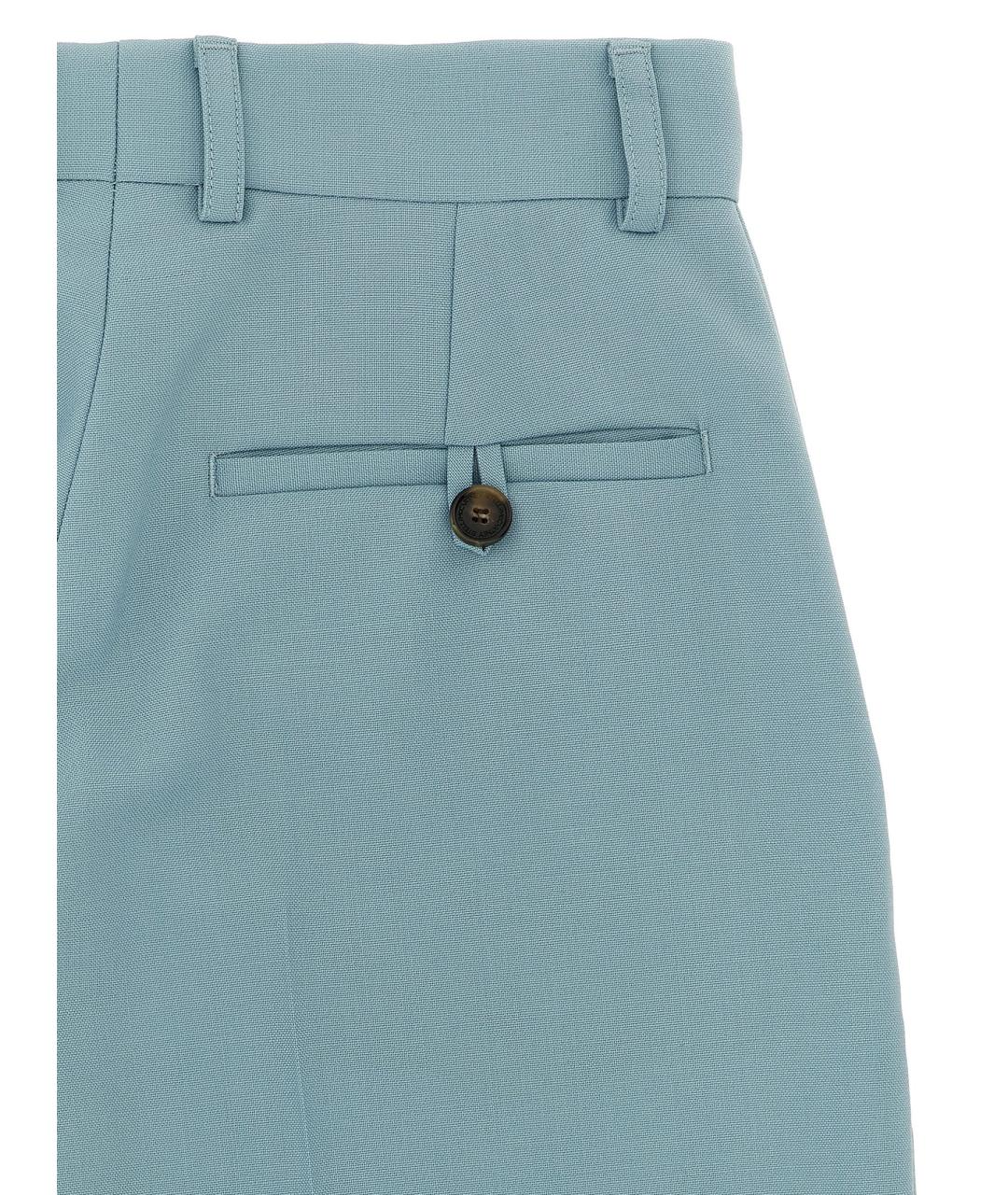 STELLA MCCARTNEY Голубые шерстяные прямые брюки, фото 4