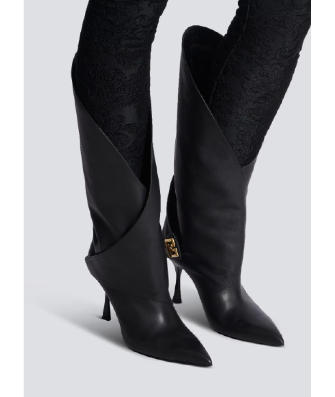 BALMAIN Черные кожаные сапоги, фото 5