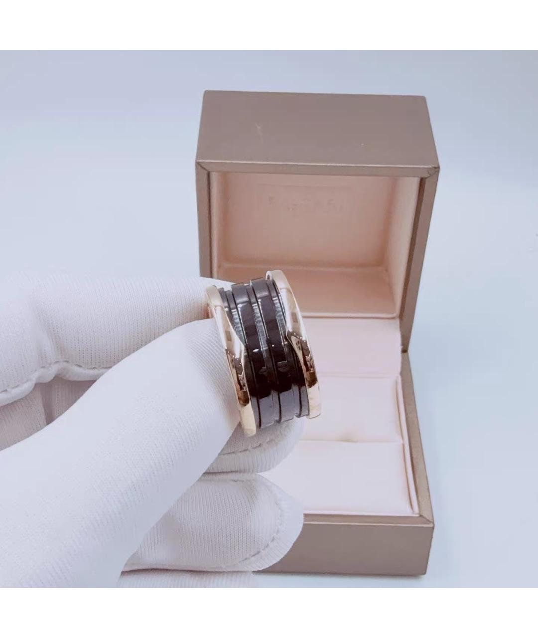 BVLGARI Черное кольцо из розового золота, фото 5