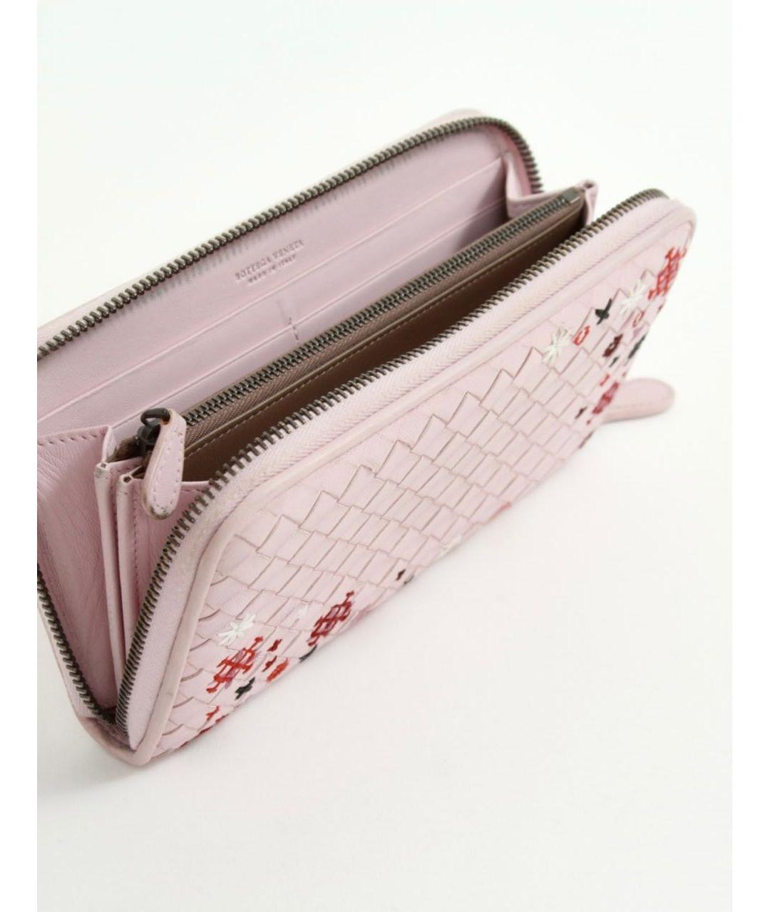 BOTTEGA VENETA Розовый кожаный кошелек, фото 2