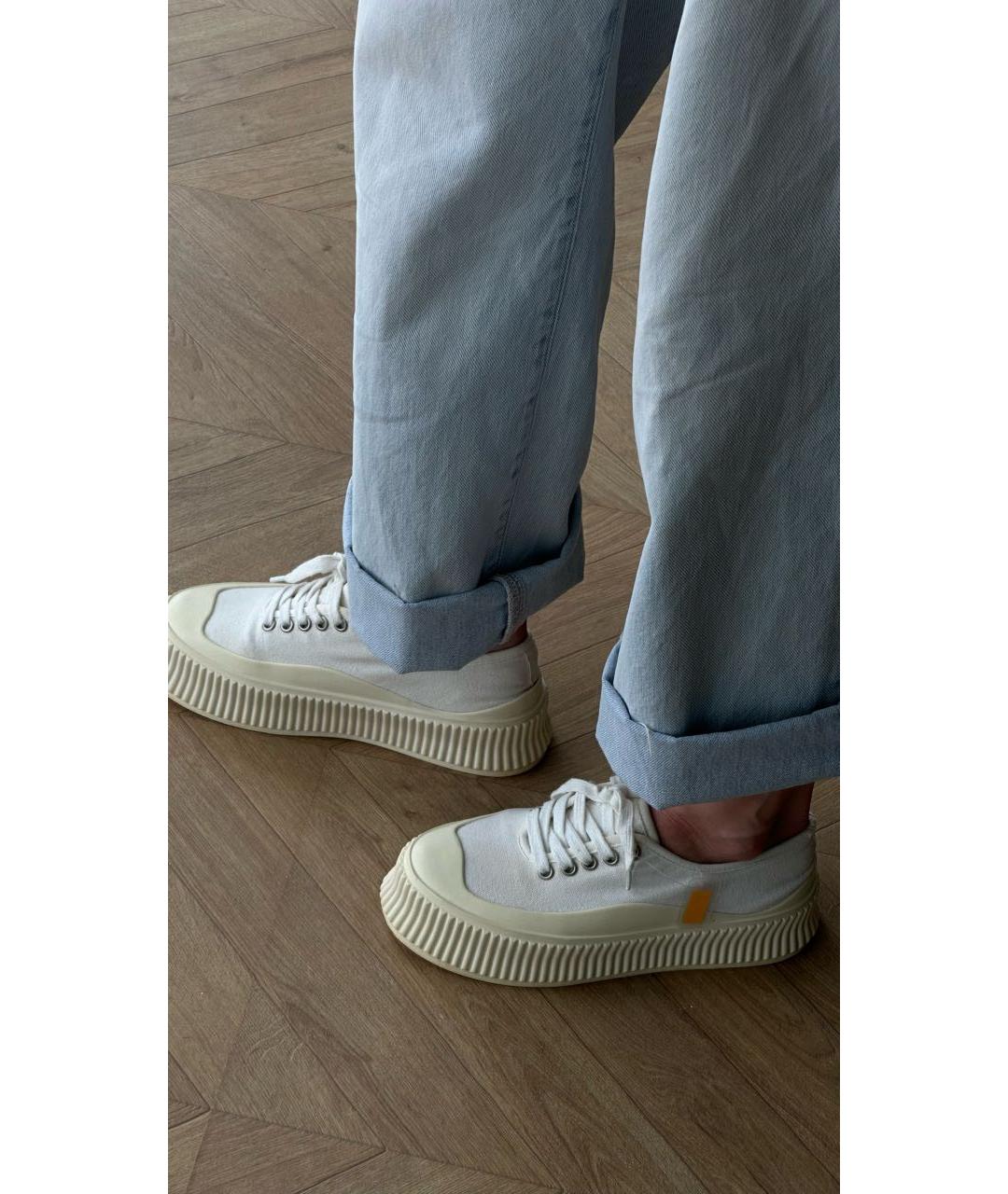 JIL SANDER Белые текстильные кеды, фото 5