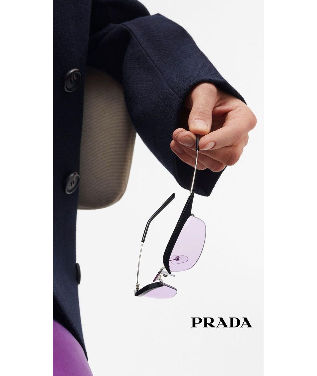 PRADA Фиолетовые металлические солнцезащитные очки, фото 3