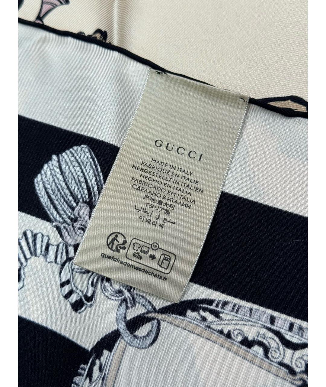 GUCCI Бежевый шелковый платок, фото 4