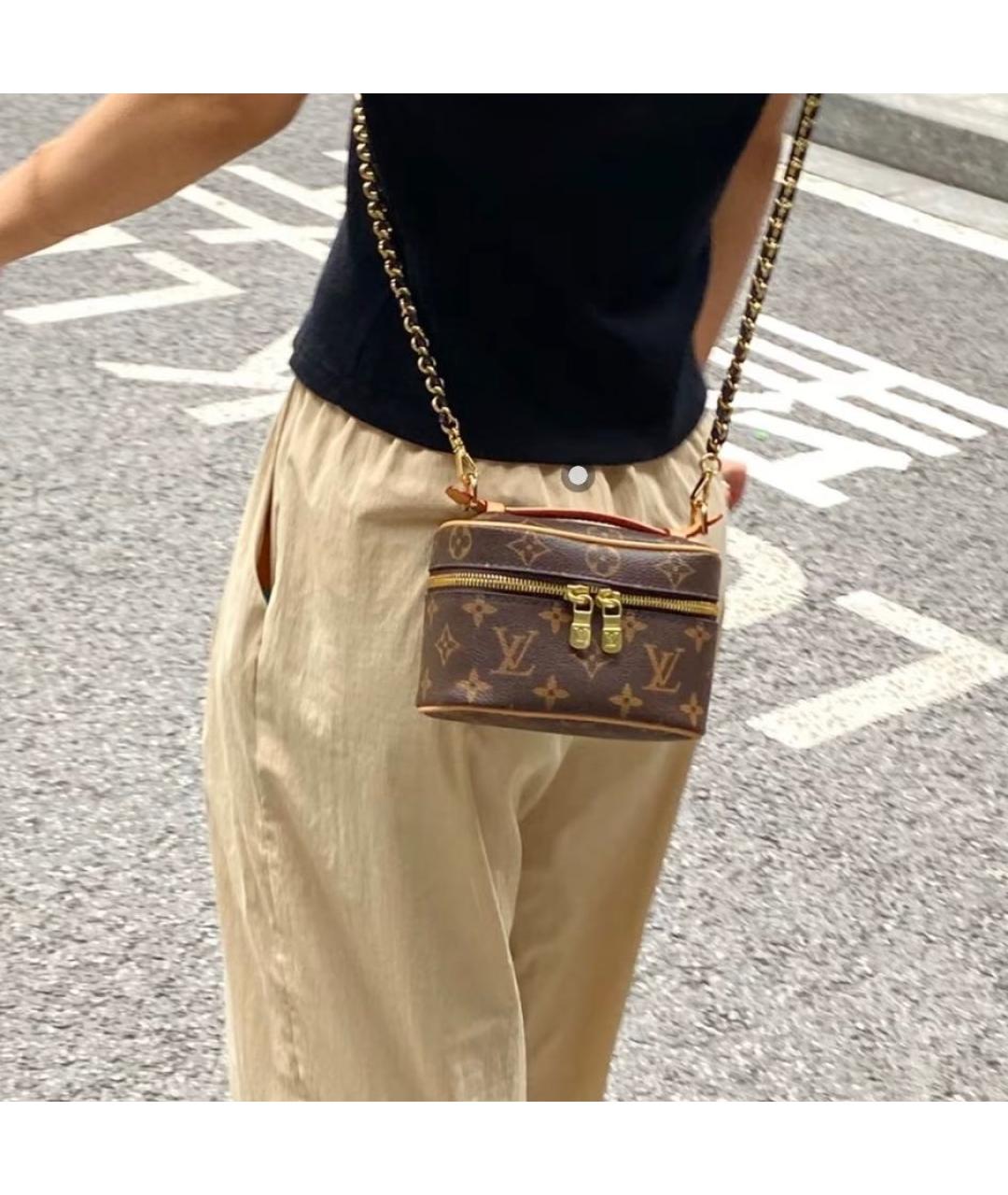 LOUIS VUITTON Коричневая кожаная сумка с короткими ручками, фото 4