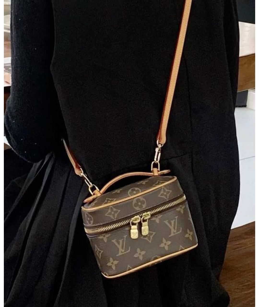 LOUIS VUITTON Коричневая кожаная сумка с короткими ручками, фото 5