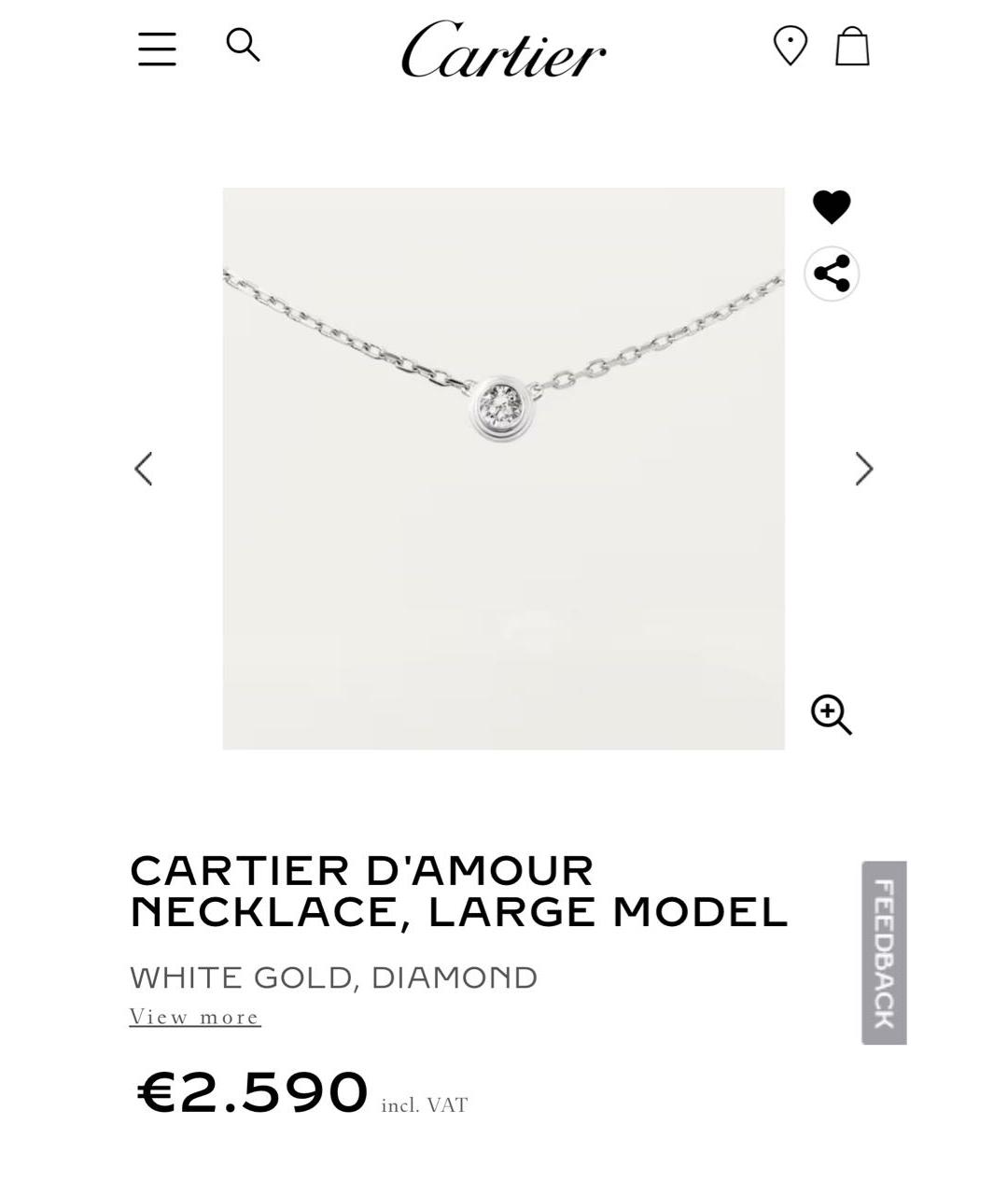 CARTIER Серебряное колье из белого золота, фото 6