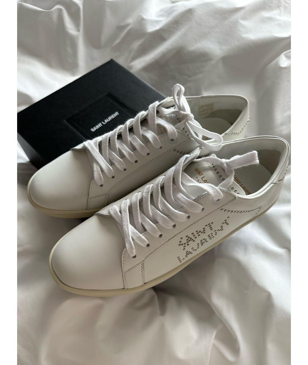 SAINT LAURENT Белые кожаные кеды, фото 9