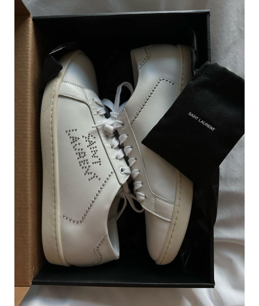 SAINT LAURENT Белые кожаные кеды, фото 2