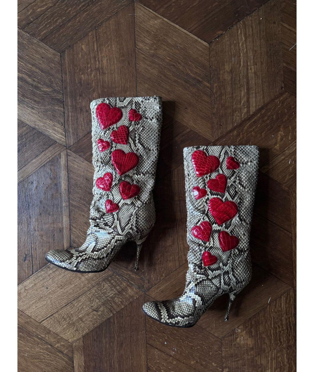 DOLCE&GABBANA Бежевые сапоги из экзотической кожи, фото 3