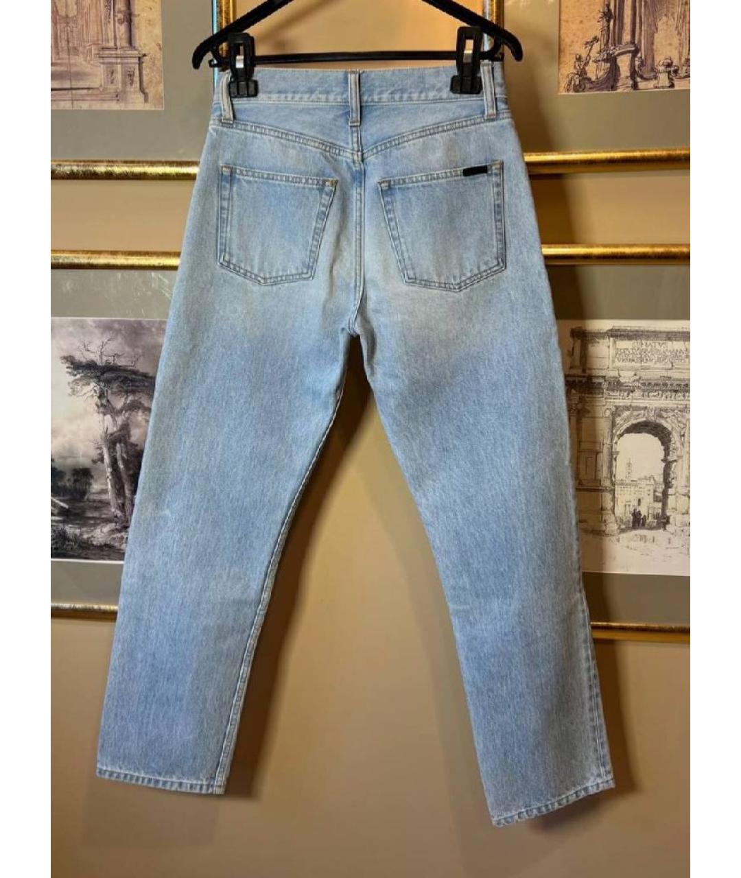 SAINT LAURENT Голубые хлопковые прямые джинсы, фото 2