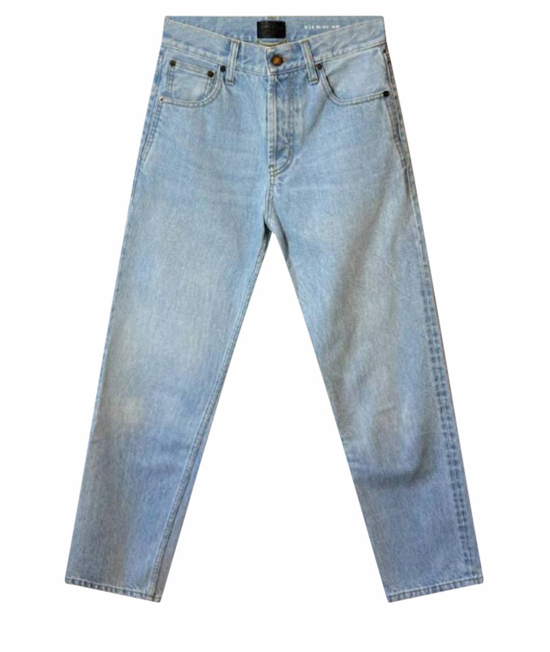 SAINT LAURENT Голубые хлопковые прямые джинсы, фото 1