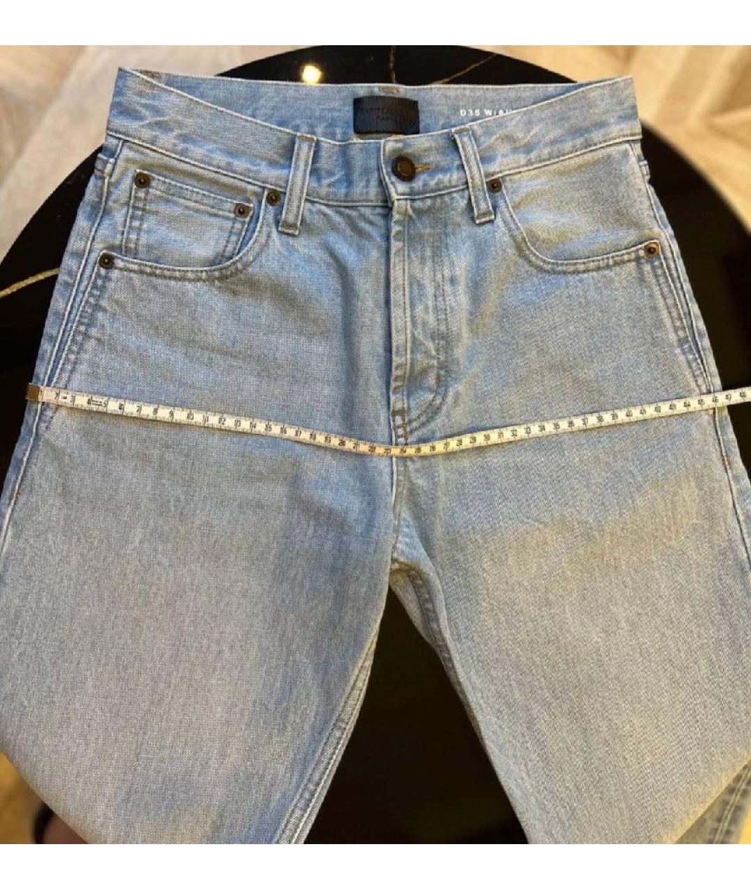 SAINT LAURENT Голубые хлопковые прямые джинсы, фото 5