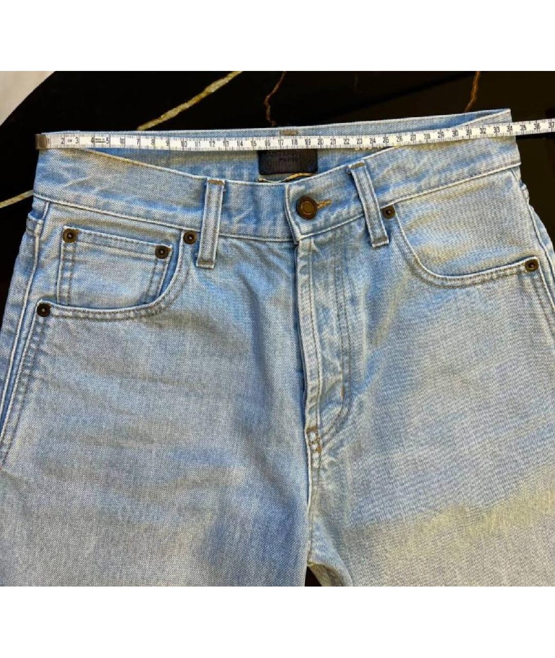 SAINT LAURENT Голубые хлопковые прямые джинсы, фото 7