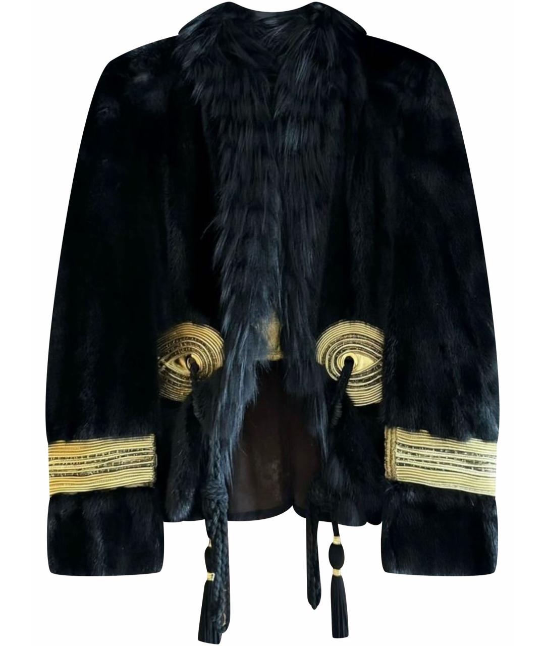 ROBERTO CAVALLI Черная меховая шуба, фото 1