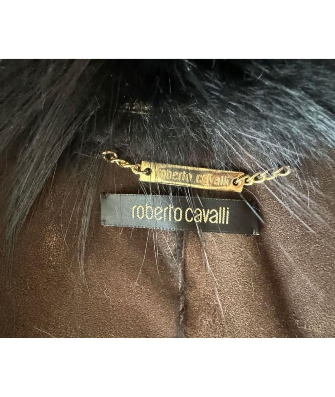 ROBERTO CAVALLI Черная меховая шуба, фото 3
