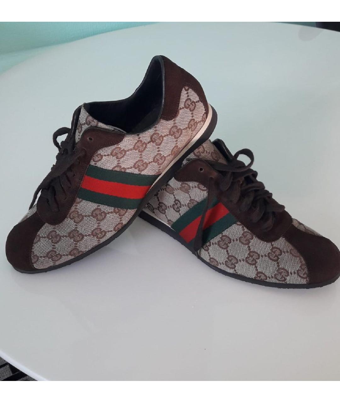 GUCCI Коричневые текстильные кроссовки, фото 9