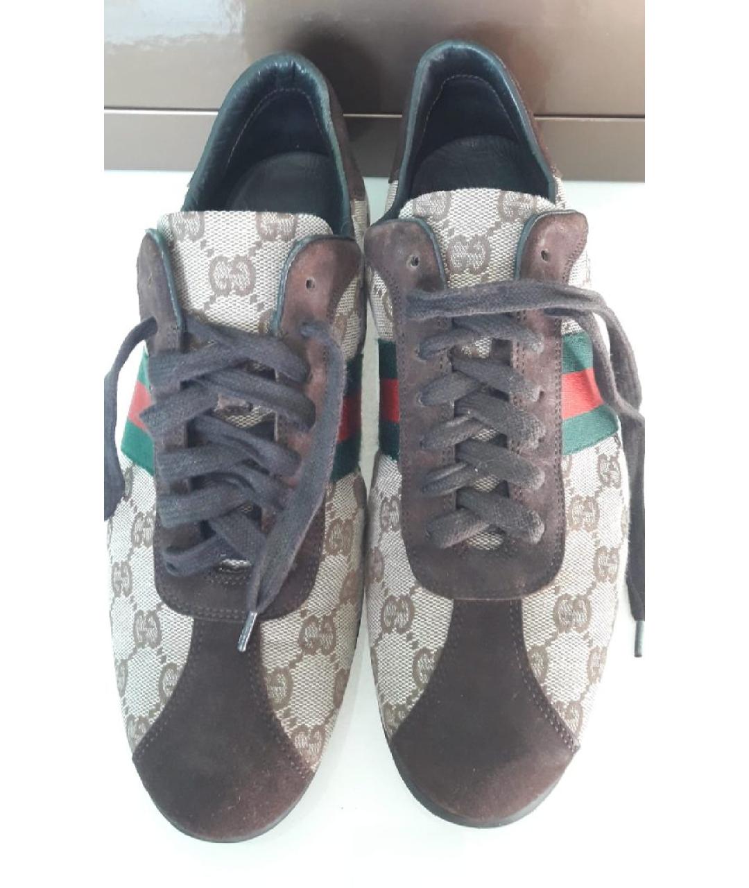 GUCCI Коричневые текстильные кроссовки, фото 2
