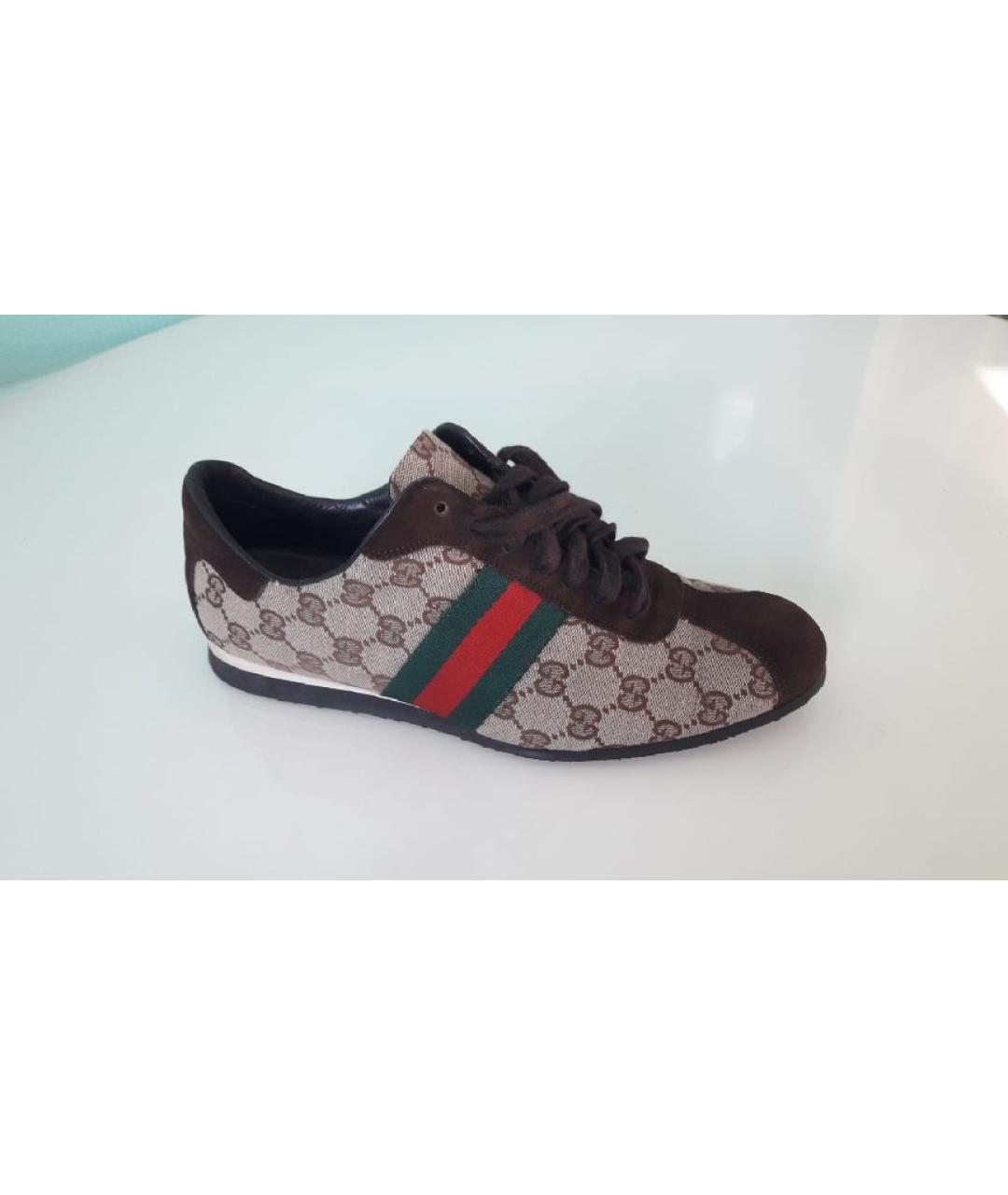 GUCCI Коричневые текстильные кроссовки, фото 10