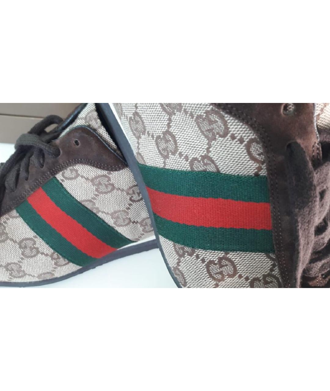 GUCCI Коричневые текстильные кроссовки, фото 8