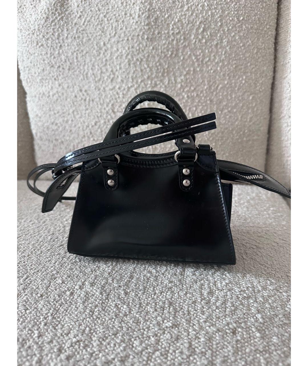 BALENCIAGA Черная кожаная сумка с короткими ручками, фото 3