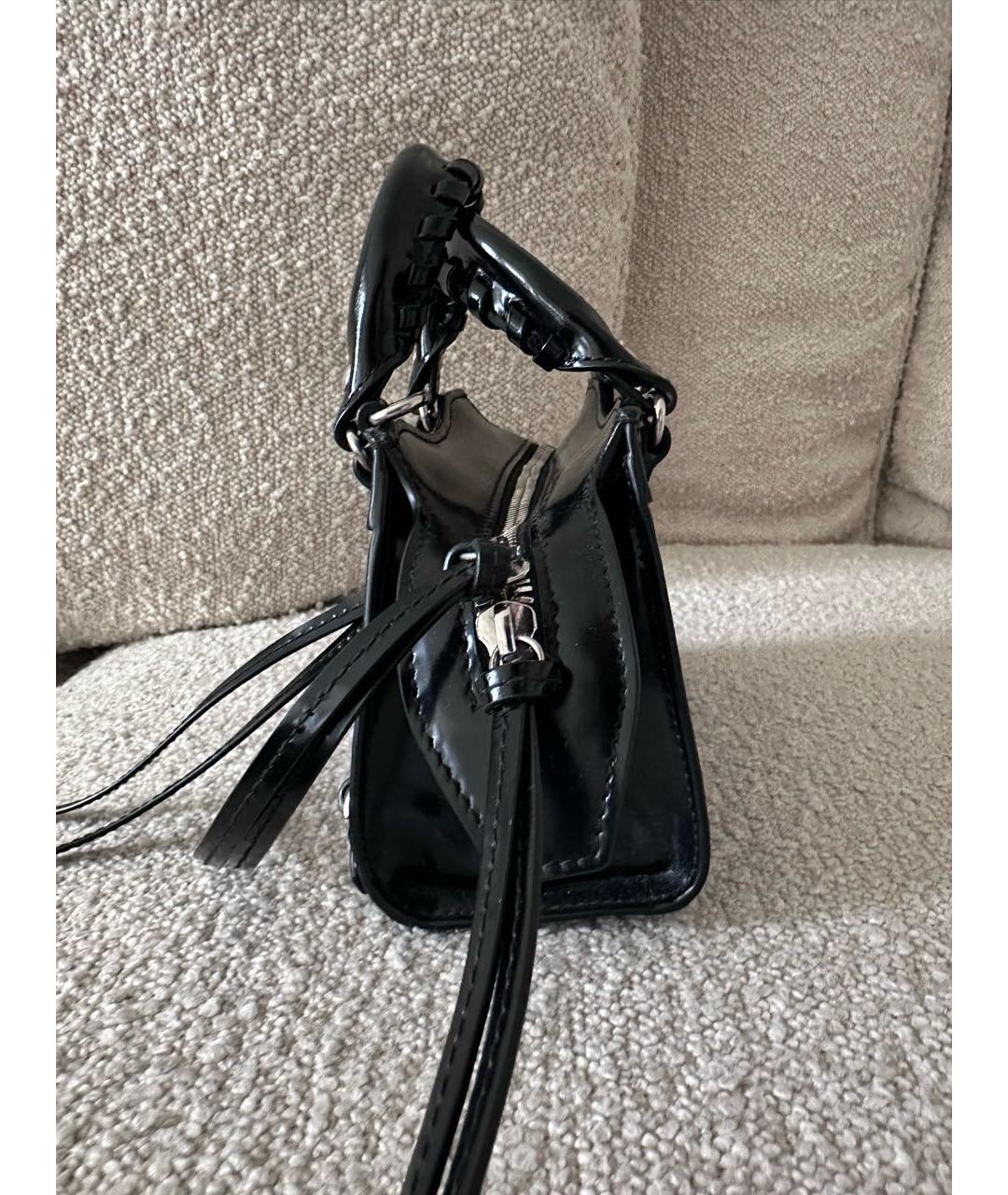 BALENCIAGA Черная кожаная сумка с короткими ручками, фото 2