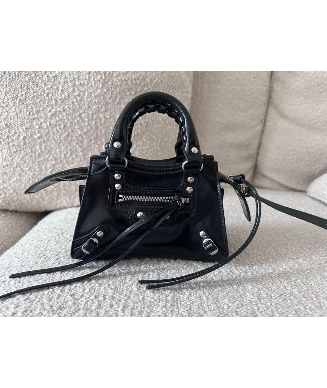 BALENCIAGA Черная кожаная сумка с короткими ручками, фото 9