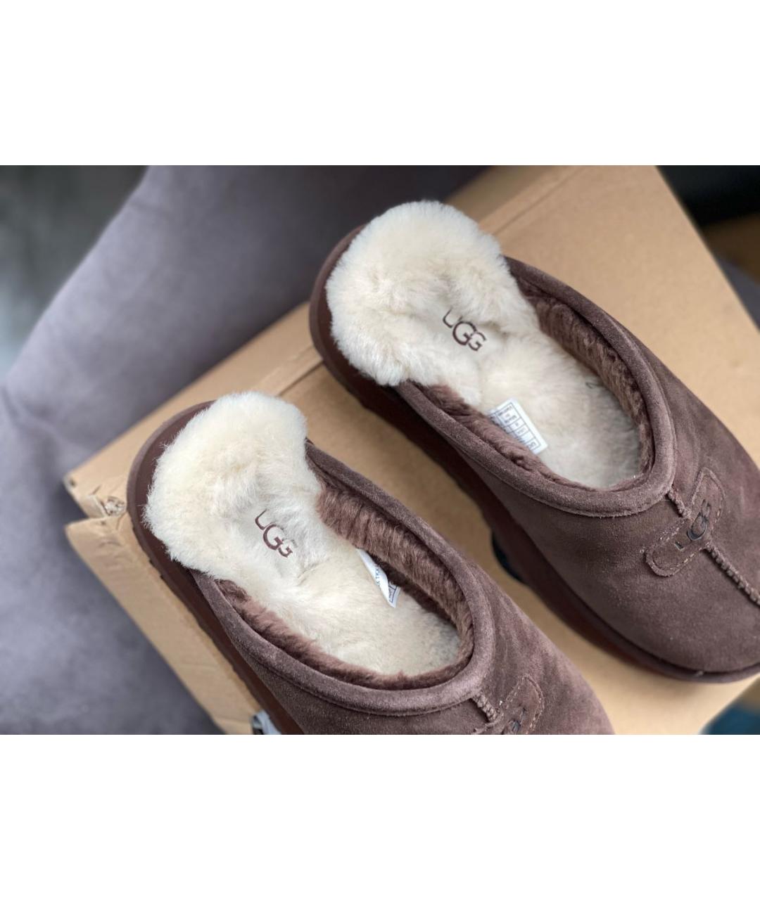 UGG AUSTRALIA Коричневые замшевые сабо, фото 4