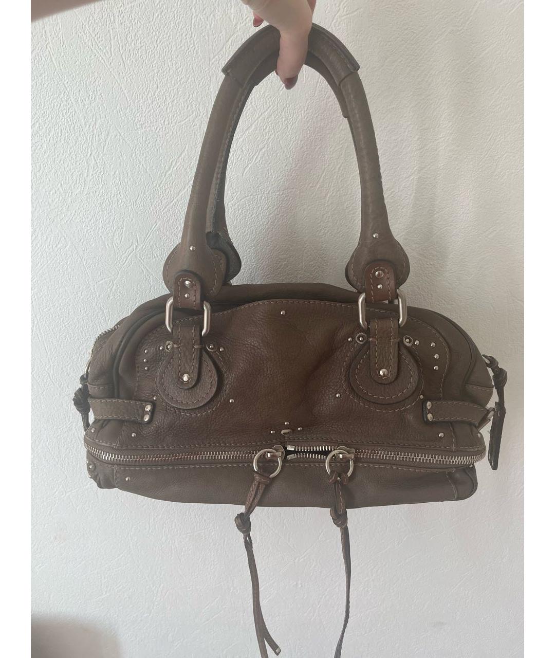CHLOE Коричневая кожаная сумка с короткими ручками, фото 9