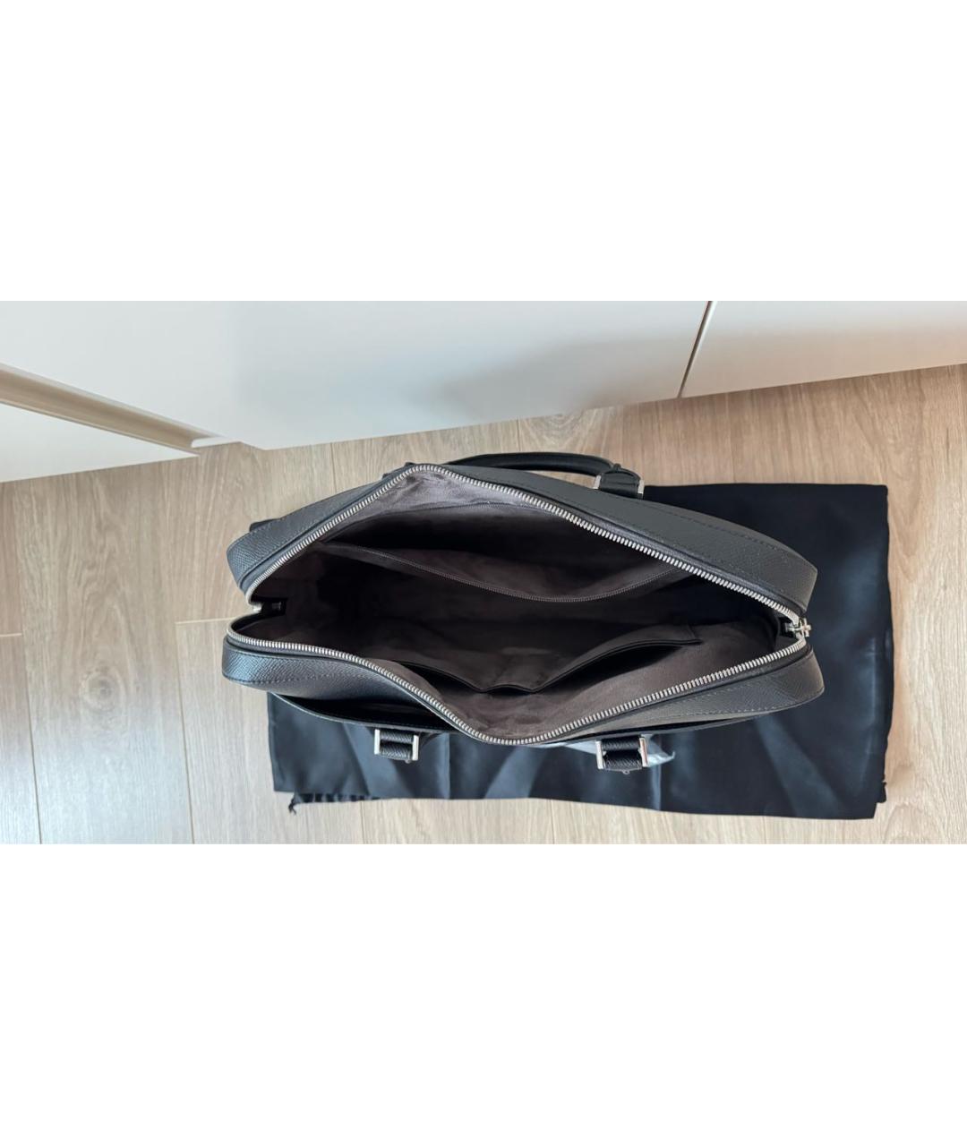 HUGO BOSS Черный кожаный портфель, фото 4