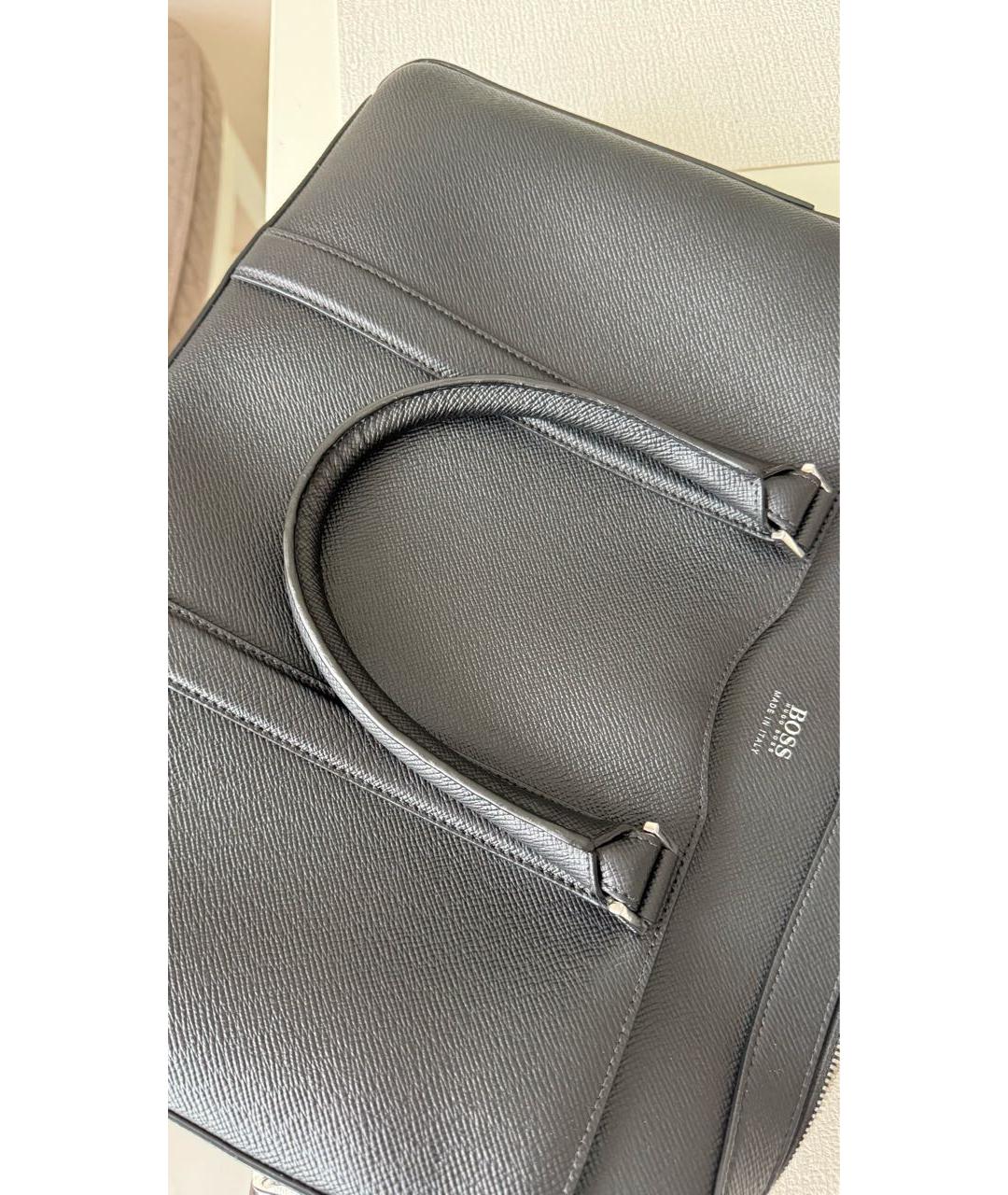 HUGO BOSS Черный кожаный портфель, фото 2