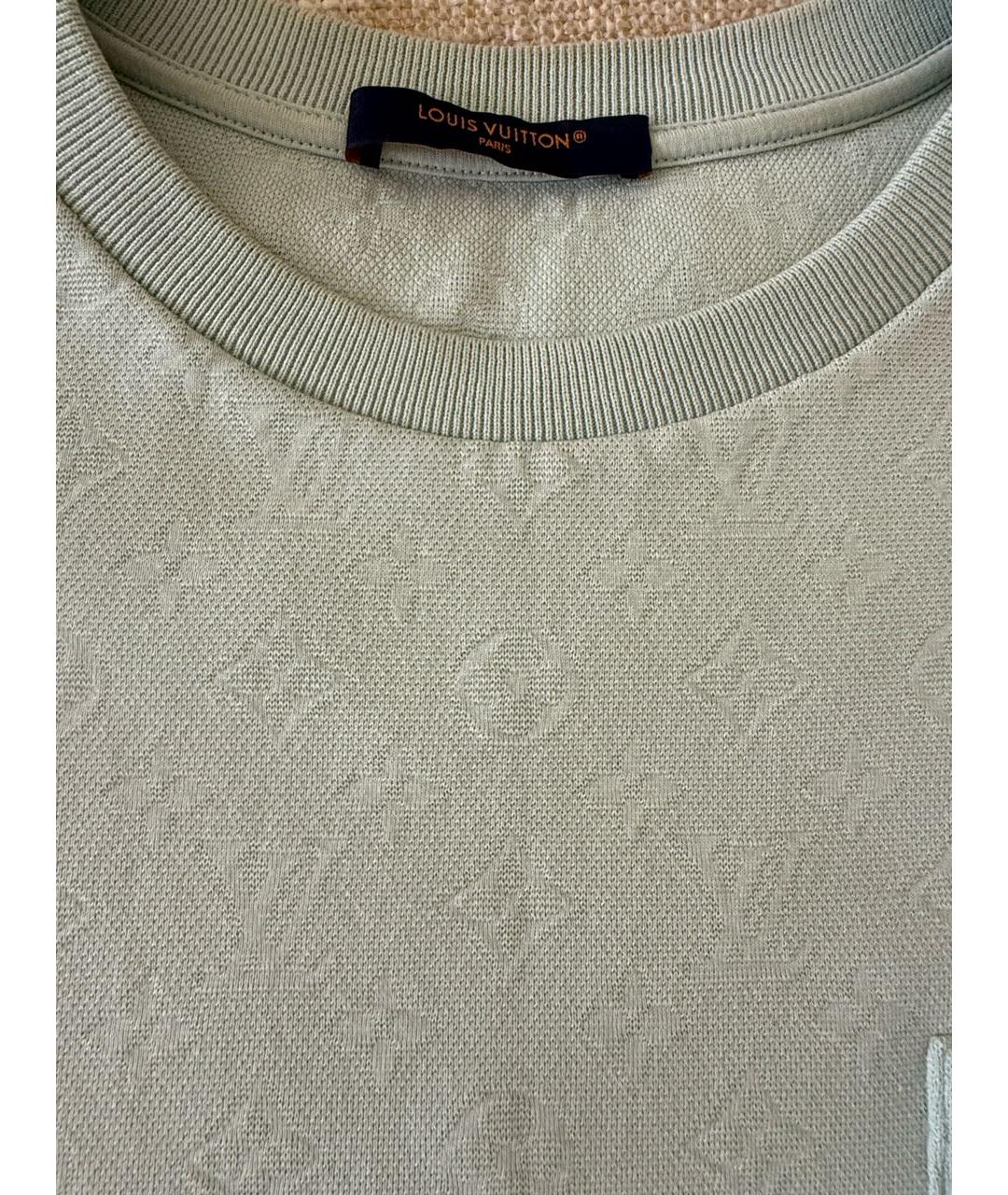 LOUIS VUITTON Бирюзовая хлопковая футболка, фото 3