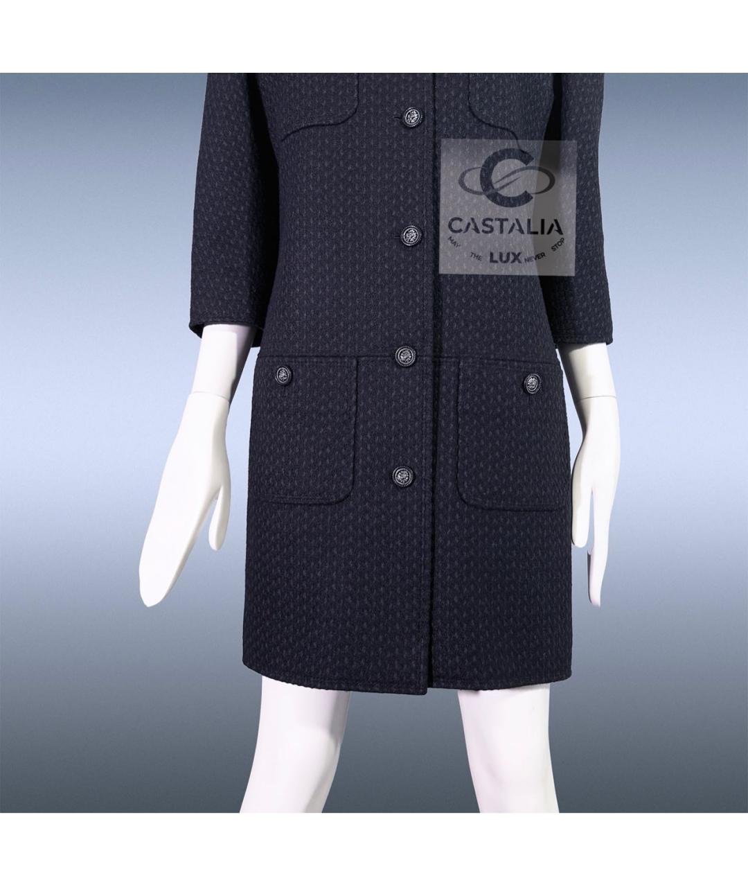 CHANEL Темно-синее твидовое пальто, фото 6