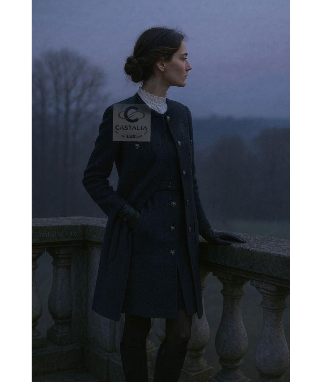 CHANEL Темно-синее твидовое пальто, фото 2